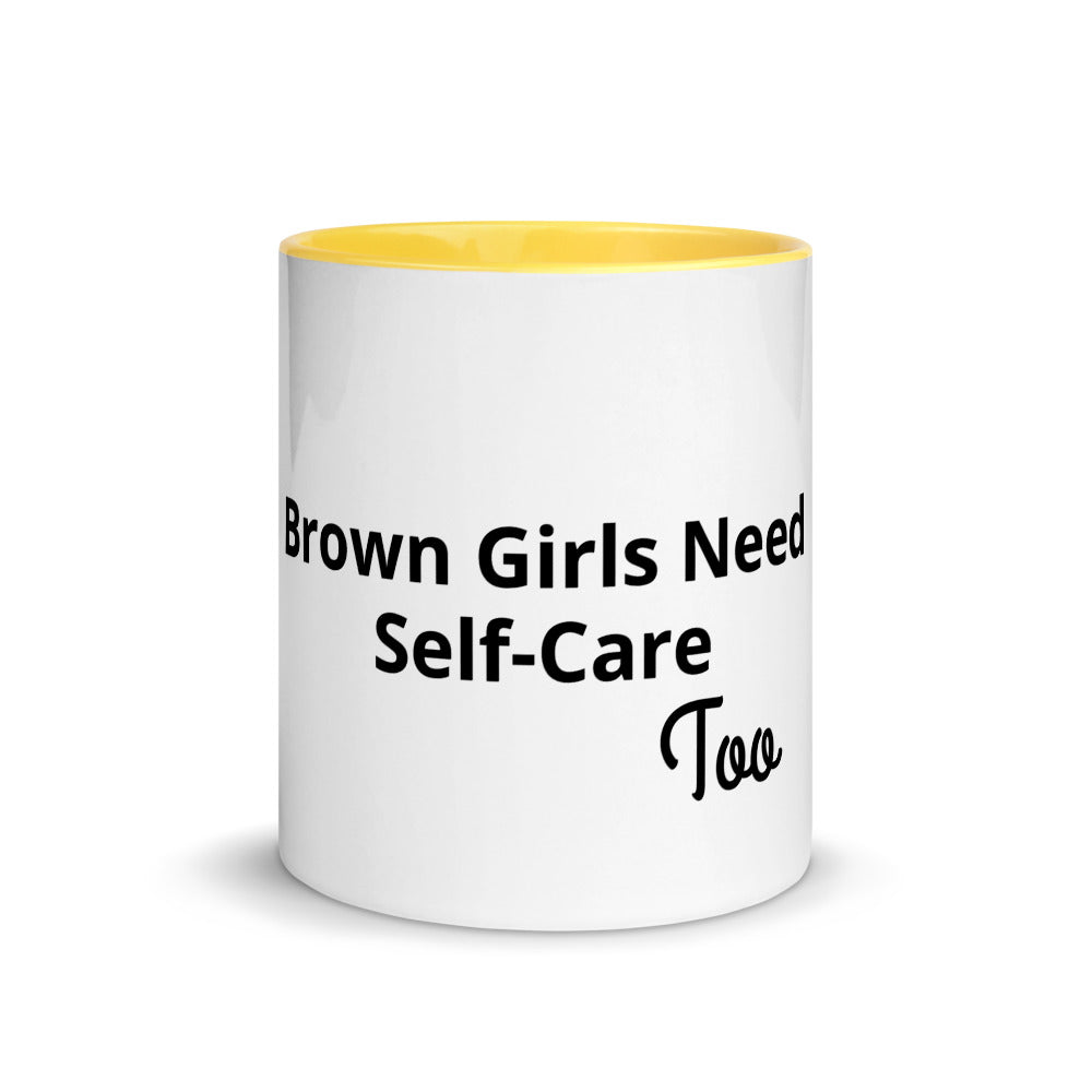 Brown Girls Need Self-Care Too Mug with Color Inside